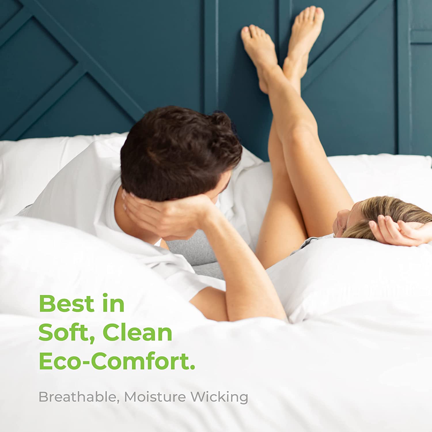 100% Organic Bamboo Bed Sheet Set 400TC Cool, Anti-Allergic, Soft and Silky Includes 1 Fitted, 1 Flat, 2 Pillowcase Blue - Image 13