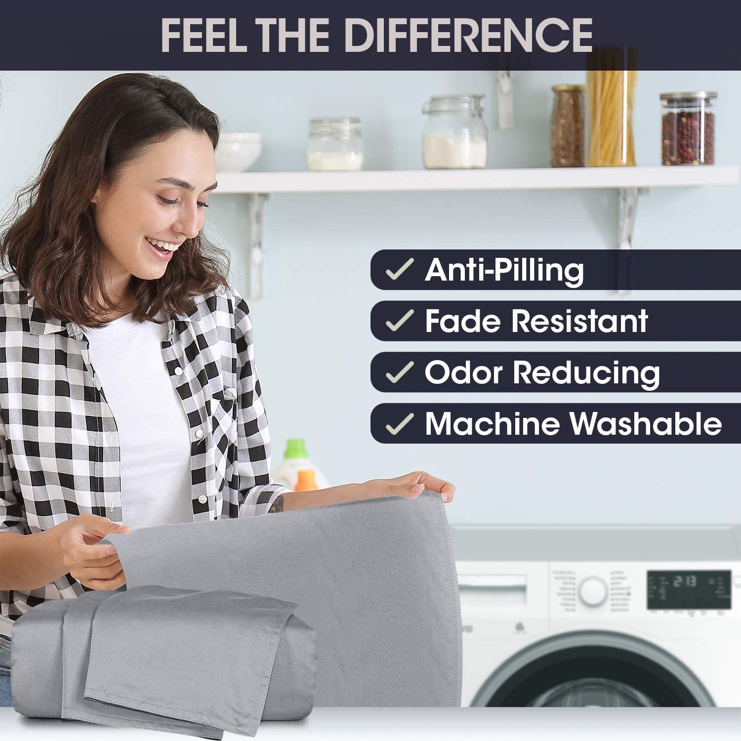 100% Organic Bamboo Bed Sheet Set 400TC Cool, Anti-Allergic, Soft and Silky Includes 1 Fitted, 1 Flat, 2 Pillowcase Blue - Image 10