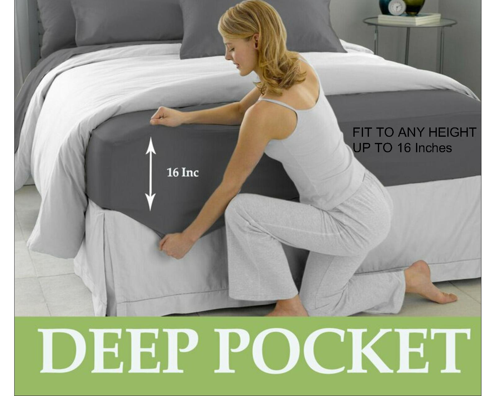 100% Organic Bamboo Bed Sheet Set 400TC Cool, Anti-Allergic, Soft and Silky Includes 1 Fitted, 1 Flat, 2 Pillowcase Blue - Image 6