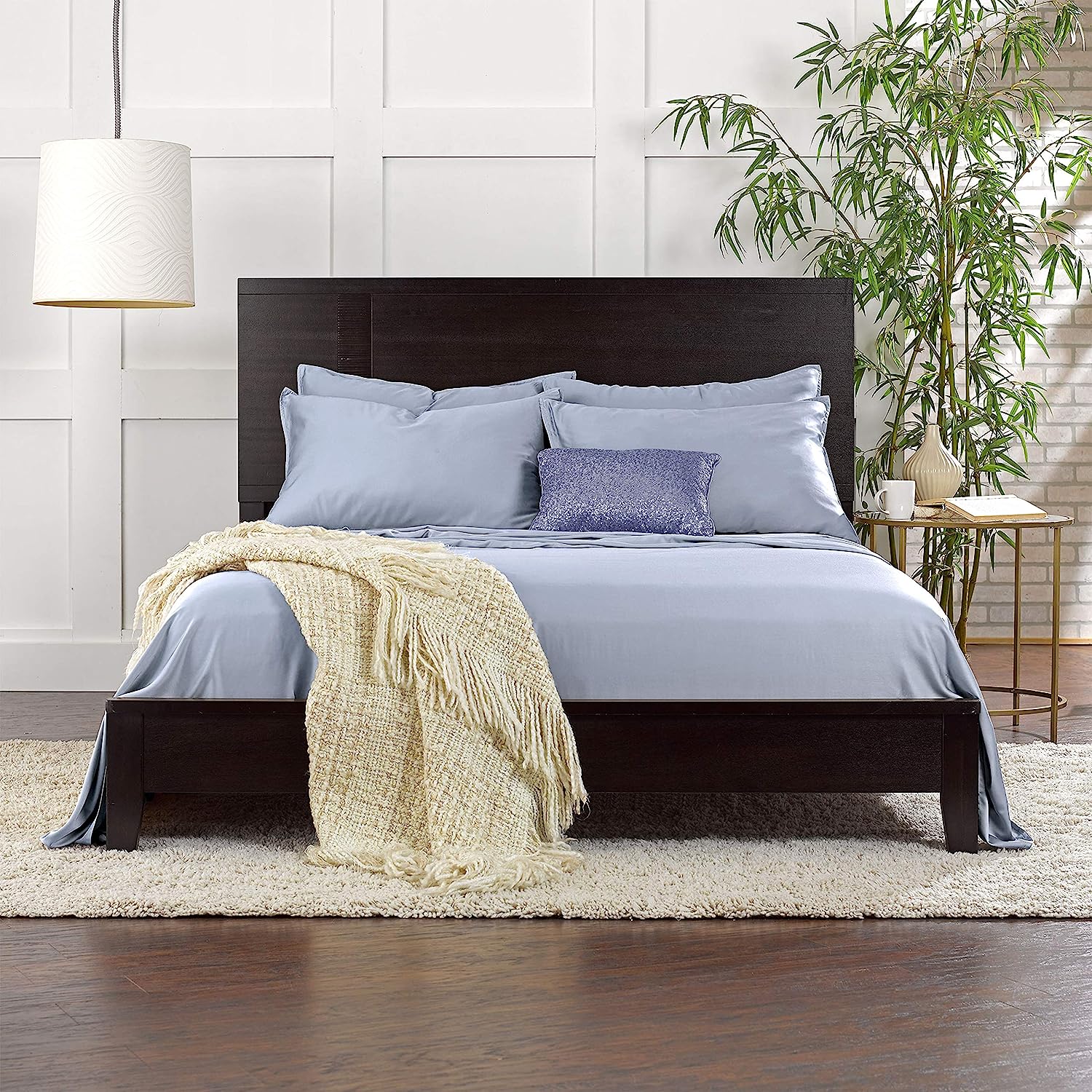 100% Organic Bamboo Bed Sheet Set 400TC Cool, Anti-Allergic, Soft and Silky Includes 1 Fitted, 1 Flat, 2 Pillowcase Blue - Image 16