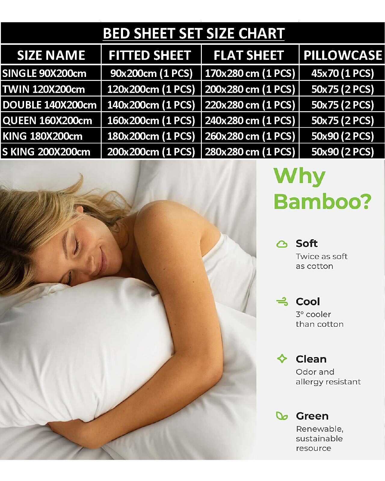 100% Organic Bamboo Bed Sheet Set 400TC Cool, Anti-Allergic, Soft and Silky Includes 1 Fitted, 1 Flat, 2 Pillowcase Blue - Image 2